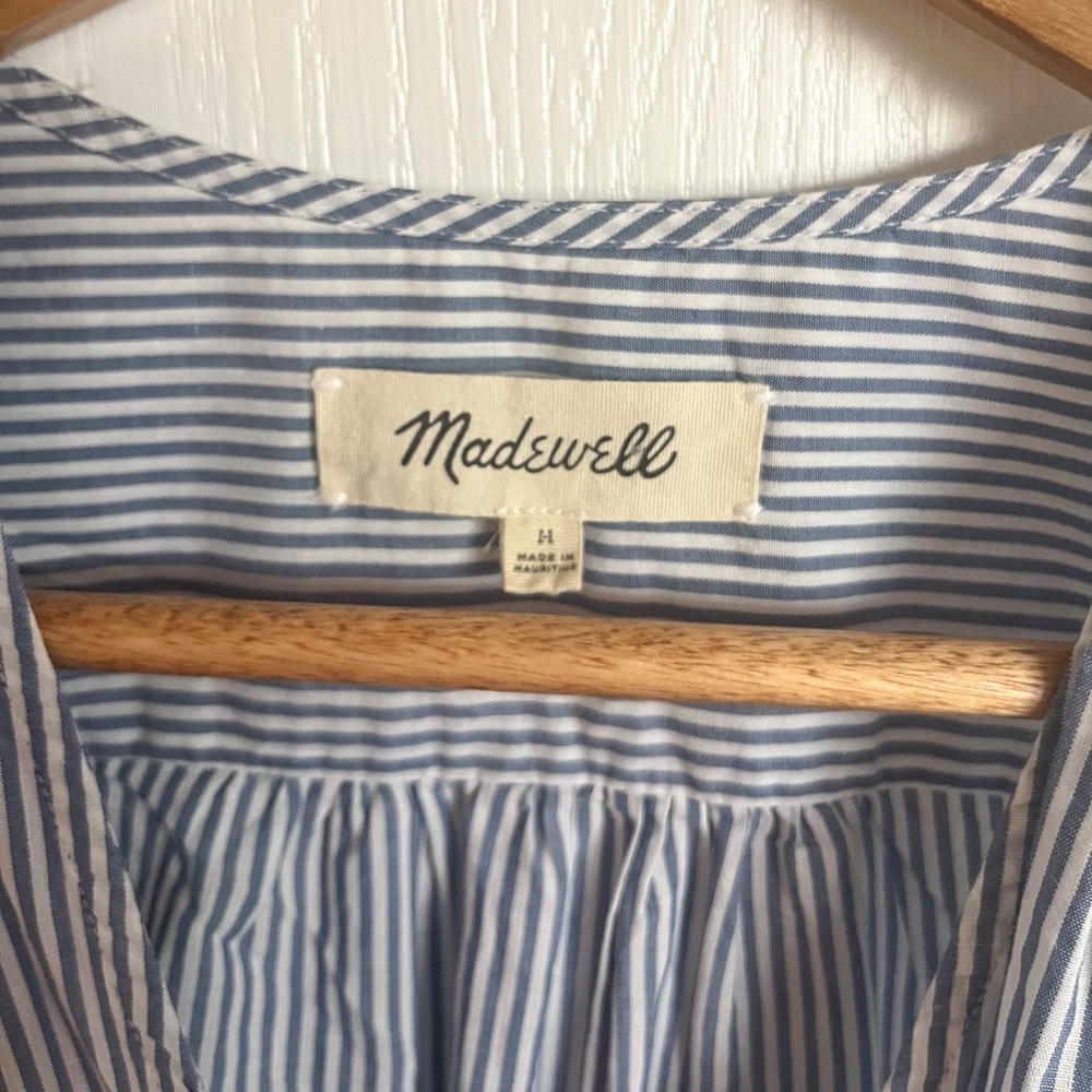 Madewell Wrap Top In Indigo Stripe, Medium - image 5
